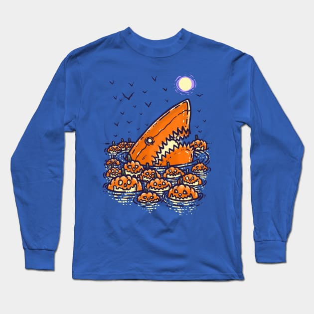 Jack O'Lantern Shark Long Sleeve T-Shirt by nickv47